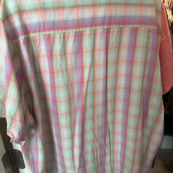 Tommy Bahama Men's Pink and Green Plaid Shirt - Picture 2 of 2